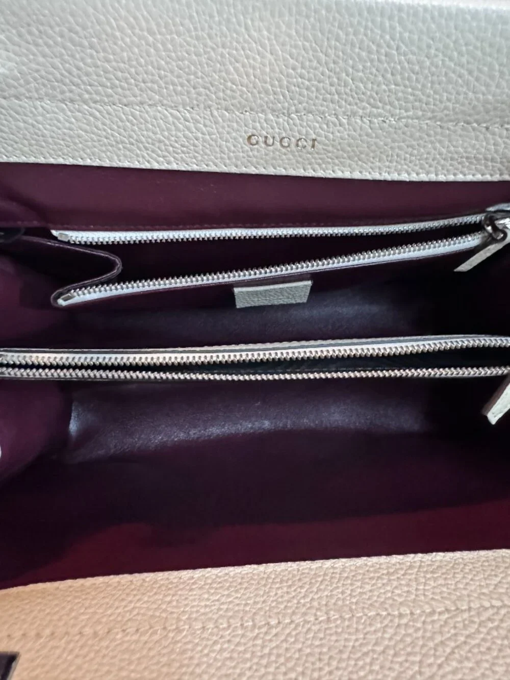 Gucci Zumi White Leather Top Handle Bag Crossbody